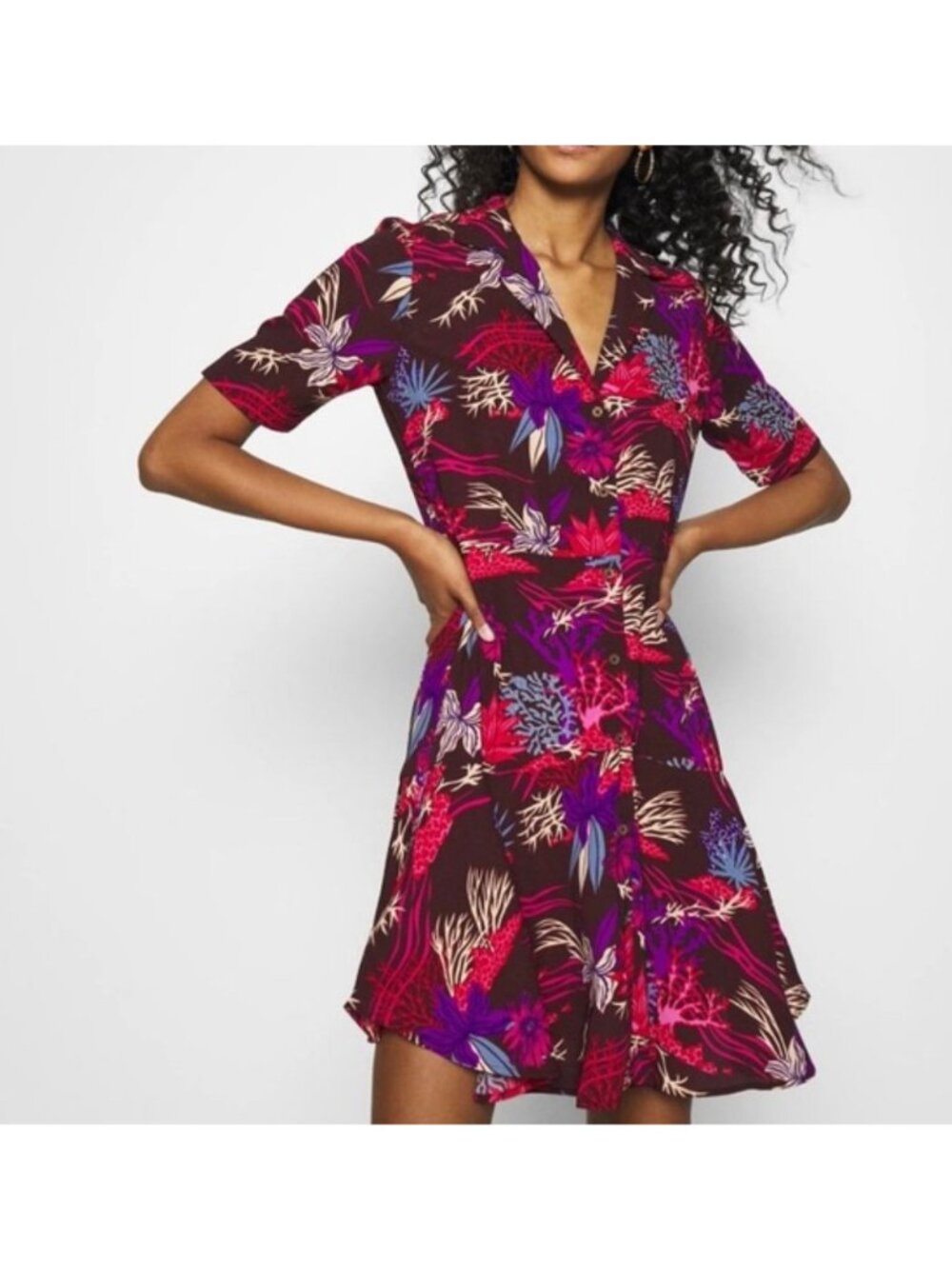SCOTCH & SODA coral print shirt dress size S